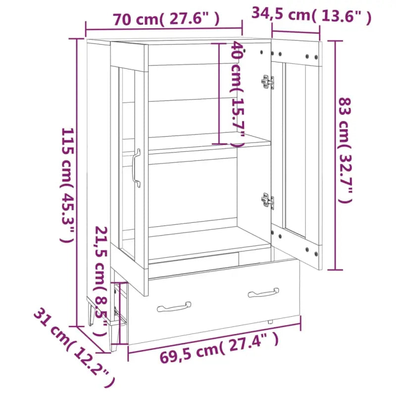 Hoge kast van bewerkt hout eenvoudig schoon en duurzaam interieuraccessoire - Dressoirs & buffetkasten