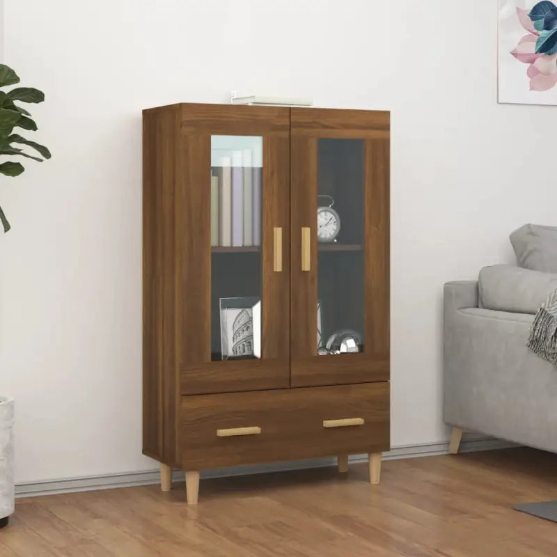 Hoge kast van bewerkt hout eenvoudig schoon en duurzaam interieuraccessoire - bruin eikenkleur / 1 - Dressoirs &