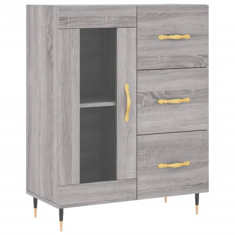 Hoge kast van bewerkt hout in grijs sonoma stijl - Dressoirs & buffetkasten