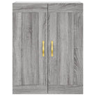 Hoge kast van bewerkt hout in grijs sonoma stijl - Dressoirs & buffetkasten