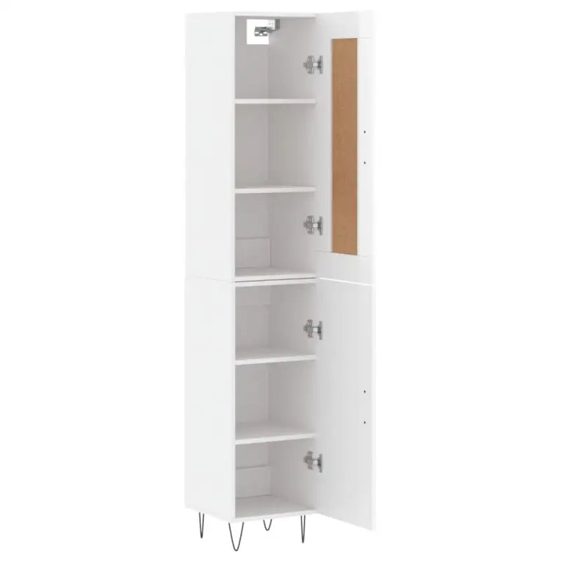 Hoge kast van bewerkt hout in hoogglans wit met charme - Dressoirs & buffetkasten