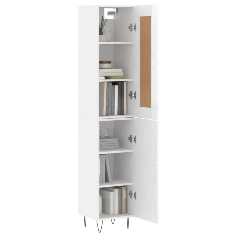 Hoge kast van bewerkt hout in hoogglans wit met charme - Dressoirs & buffetkasten