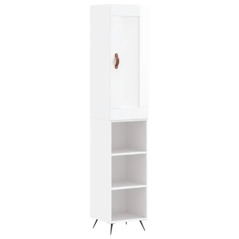 Hoge kast van bewerkt hout in hoogglans wit voor een trendy interieur - Dressoirs & buffetkasten