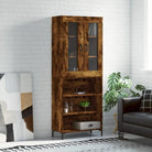 Hoge kast van bewerkt hout met charme en duurzame kwaliteit - Gerookt eiken / 1 / 3 schappen - Dressoirs & buffetkasten