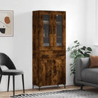 Hoge kast van bewerkt hout met charme en duurzame kwaliteit - Gerookt eiken / 1 / 2 deuren 2 lades - Dressoirs &