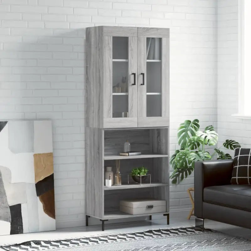 Hoge kast van bewerkt hout met charme en duurzame kwaliteit - Grijs sonoma / 1 / 3 schappen - Dressoirs & buffetkasten