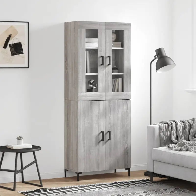Hoge kast van bewerkt hout met charme en duurzame kwaliteit - Grijs sonoma / 1 / 2 deuren - Dressoirs & buffetkasten
