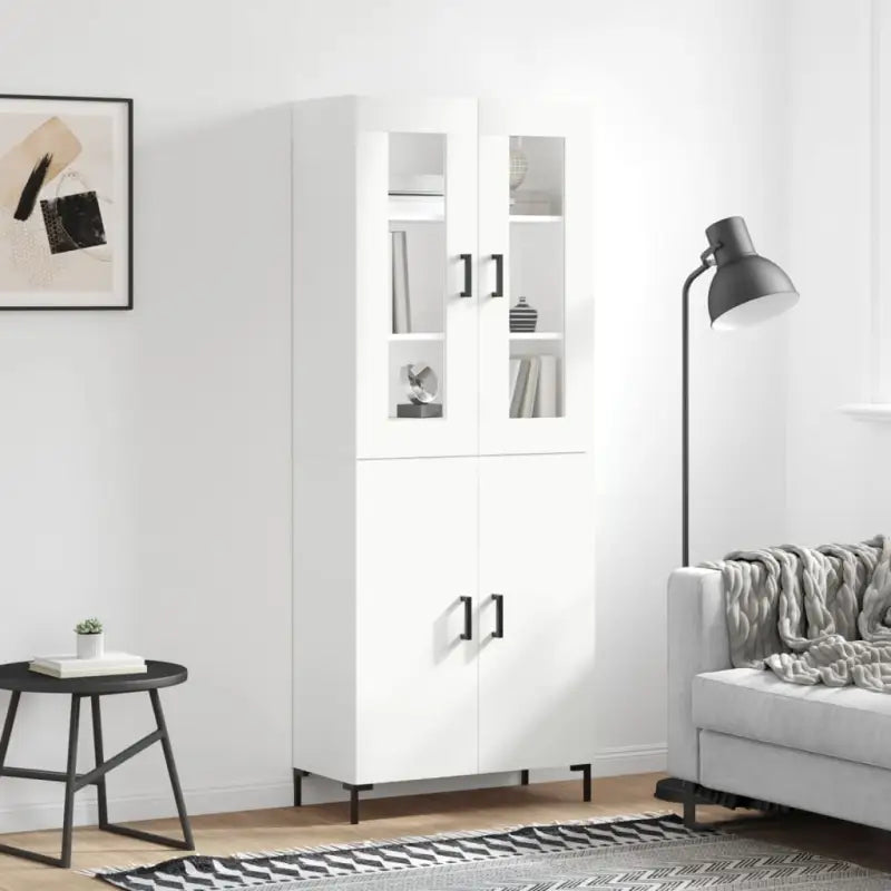 Hoge kast van bewerkt hout met charme en duurzame kwaliteit - Wit / 1 / 2 deuren - Dressoirs & buffetkasten