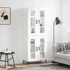 Hoge kast van bewerkt hout met charme en duurzame kwaliteit - Wit / 1 / 2 glazen deuren - Dressoirs & buffetkasten