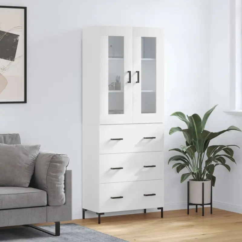 Hoge kast van bewerkt hout met charme en duurzame kwaliteit - Wit / 1 / 3 lades - Dressoirs & buffetkasten