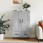 Hoge kast van bewerkt hout met duurzame charme - Betongrijs / 1 - Dressoirs & buffetkasten