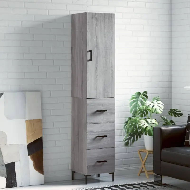 Hoge kast van bewerkt hout met duurzame charme en stijlvolle uitstraling - Grijs sonoma / 1 / 3 lades - Dressoirs &