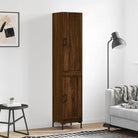 Hoge kast van bewerkt hout met duurzame charme en stijlvolle uitstraling - bruin eikenkleur / 1 / 1 houten deur