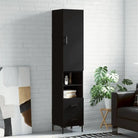 Hoge kast van bewerkt hout met duurzame charme en stijlvolle uitstraling - Zwart / 1 / 2 lades 2 schappen - Dressoirs &