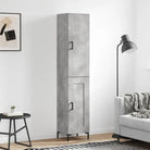 Hoge kast van bewerkt hout met duurzame charme en stijlvolle uitstraling - Betongrijs / 1 / 1 houten deur - Dressoirs &