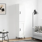 Hoge kast van bewerkt hout met duurzame charme en stijlvolle uitstraling - Wit / 1 / 1 houten deur - Dressoirs &