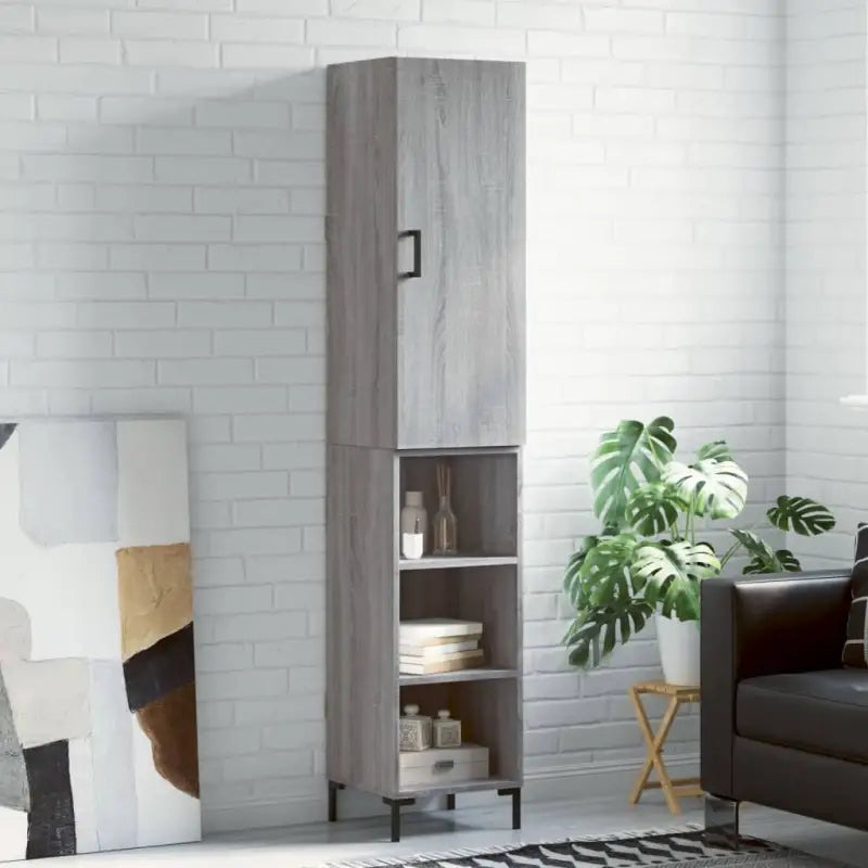 Hoge kast van bewerkt hout met duurzame charme en stijlvolle uitstraling - Grijs sonoma / 1 / 3 schappen - Dressoirs &