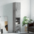 Hoge kast van bewerkt hout met duurzame charme en stijlvolle uitstraling - Betongrijs / 1 / 2 lades 2 schappen