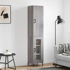 Hoge kast van bewerkt hout met duurzame charme en stijlvolle uitstraling - Grijs sonoma / 1 / 1 glazen deur - Dressoirs