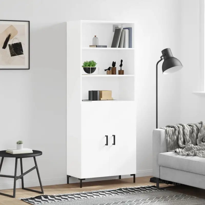 Hoge kast van bewerkt hout met duurzame charme en unieke stijl - Wit / 1 / 2 deuren - Dressoirs & buffetkasten