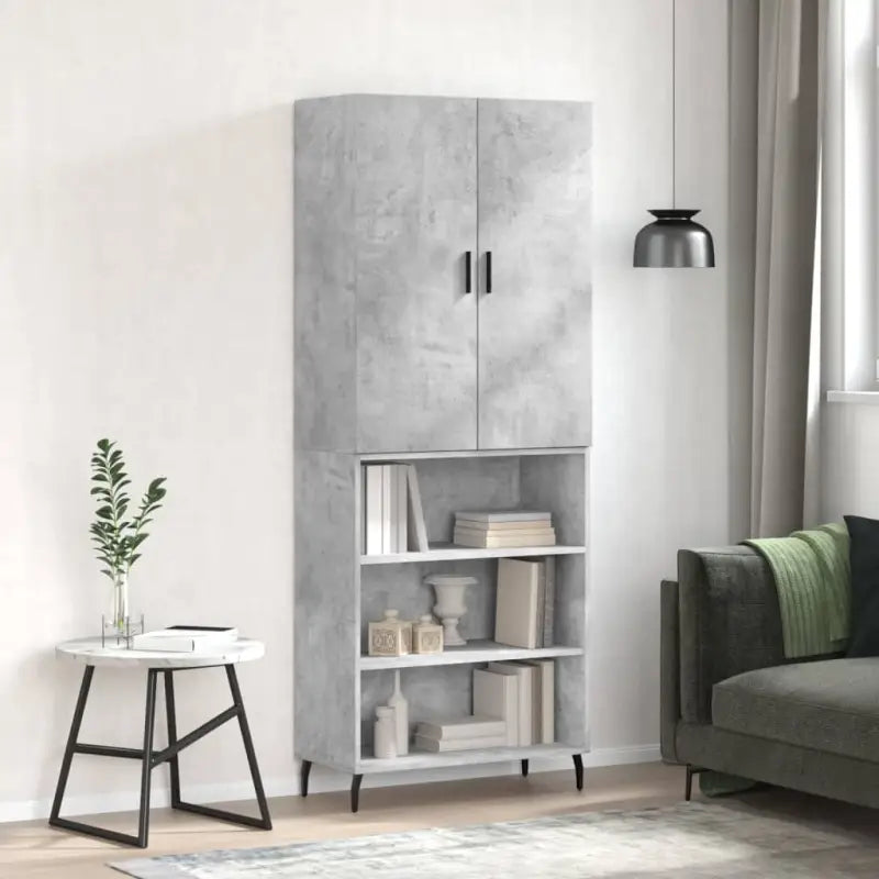 Hoge kast van bewerkt hout met duurzame charme en unieke uitstraling - Betongrijs / 1 / 3 schappen - Dressoirs &