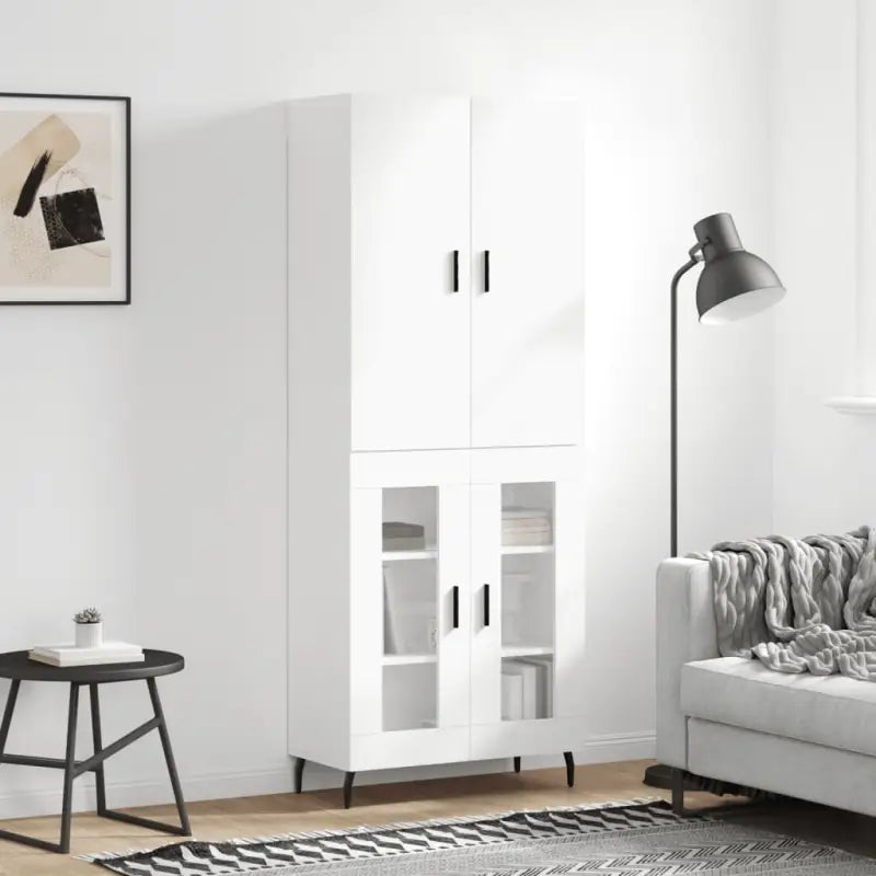 Hoge kast van bewerkt hout met duurzame charme en unieke uitstraling - Wit / 1 / 2 glazen deuren - Dressoirs &
