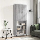 Hoge kast van bewerkt hout met duurzame charme en unieke uitstraling - Grijs sonoma / 1 / 3 schappen - Dressoirs &