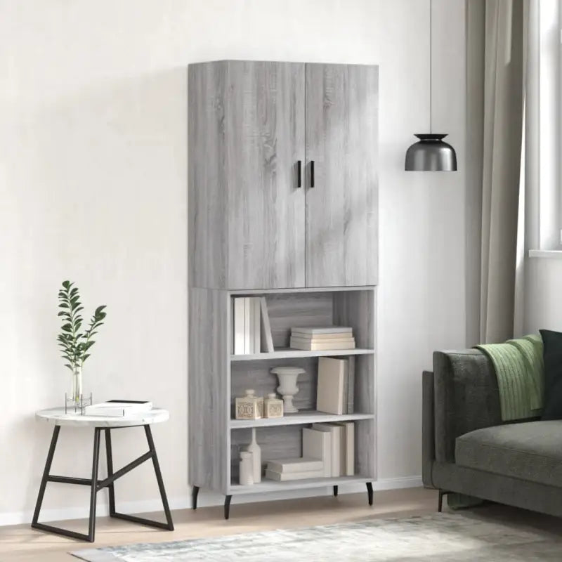 Hoge kast van bewerkt hout met duurzame charme en unieke uitstraling - Grijs sonoma / 1 / 3 schappen - Dressoirs &