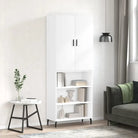 Hoge kast van bewerkt hout met duurzame charme en unieke uitstraling - Wit / 1 / 3 schappen - Dressoirs & buffetkasten
