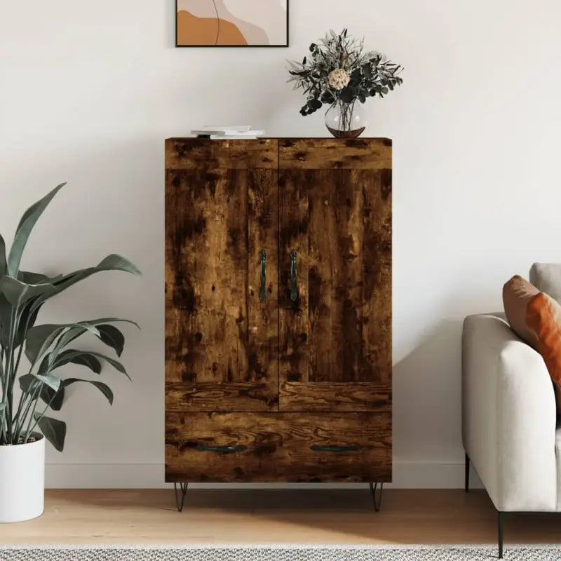 Hoge kast van bewerkt hout met duurzame charme - Gerookt eiken / 1 - Dressoirs & buffetkasten