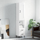 Hoge kast van bewerkt hout met duurzame charme - Hoogglans wit / 1 / 2 lades 2 schappen - Dressoirs & buffetkasten