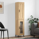 Hoge kast van bewerkt hout met duurzame charme - Sonoma eiken / 1 / 1 glazen deur - Dressoirs & buffetkasten