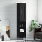 Hoge kast van bewerkt hout met duurzame charme - Zwart / 1 / 3 schappen - Dressoirs & buffetkasten
