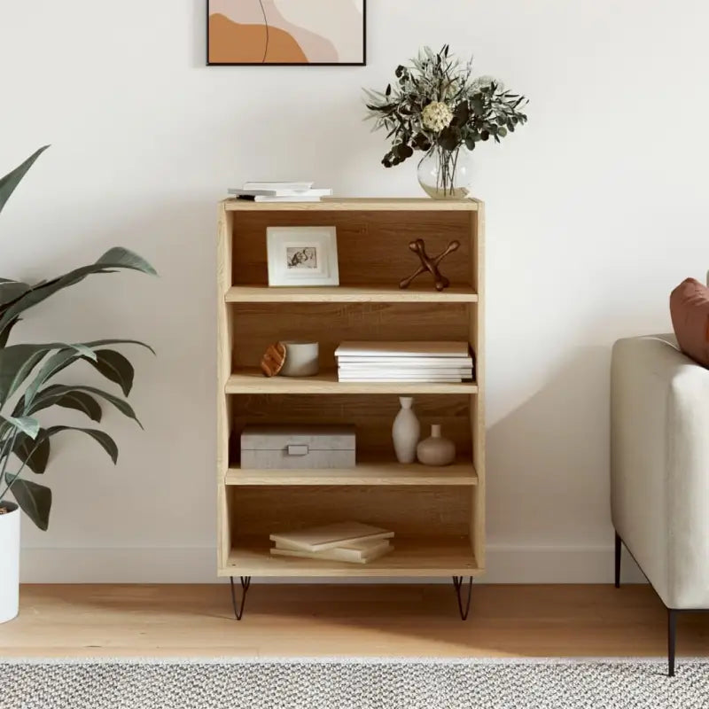 Hoge kast van bewerkt hout met duurzame en karaktervolle uitstraling - Sonoma eiken / 1 - Dressoirs & buffetkasten