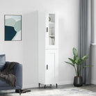 Hoge kast van bewerkt hout met duurzame en stabiele afwerking - Hoogglans wit / 1 / 1 houten deur - Dressoirs &