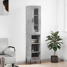Hoge kast van bewerkt hout met duurzame en stabiele afwerking - Betongrijs / 1 / 3 schappen - Dressoirs & buffetkasten