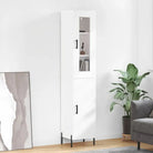 Hoge kast van bewerkt hout met duurzame en stabiele afwerking - Hoogglans wit / 1 / 1 deur - Dressoirs & buffetkasten