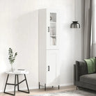 Hoge kast van bewerkt hout met duurzame en stabiele afwerking - Hoogglans wit / 1 / 1 houten deur - Dressoirs &