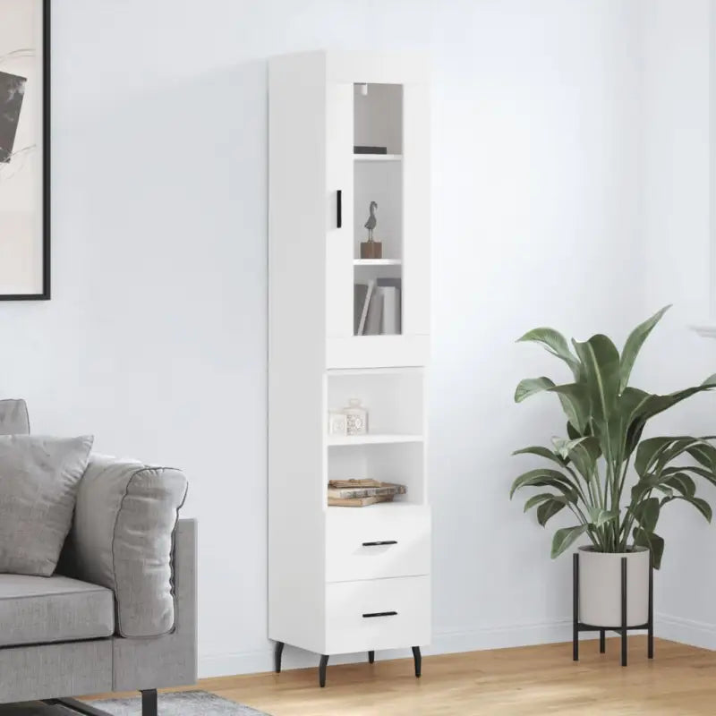 Hoge kast van bewerkt hout met duurzame en stabiele afwerking - Dressoirs & buffetkasten