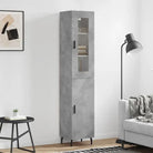 Hoge kast van bewerkt hout met duurzame en stabiele afwerking - Betongrijs / 1 / 1 deur - Dressoirs & buffetkasten