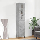 Hoge kast van bewerkt hout met duurzame en stabiele afwerking - Betongrijs / 1 / 1 deur - Dressoirs & buffetkasten