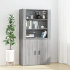 Hoge kast van bewerkt hout met duurzame en stabiele afwerking - Grijs sonoma / 1 - Dressoirs & buffetkasten