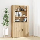Hoge kast van bewerkt hout met duurzame en stabiele afwerking - Sonoma eiken / 1 - Dressoirs & buffetkasten