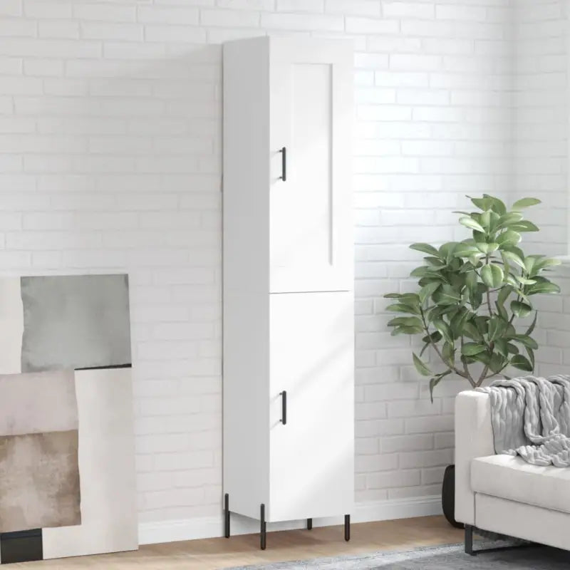 Hoge kast van bewerkt hout met duurzame en stabiele afwerking - Wit / 1 / 1 deur - Dressoirs & buffetkasten