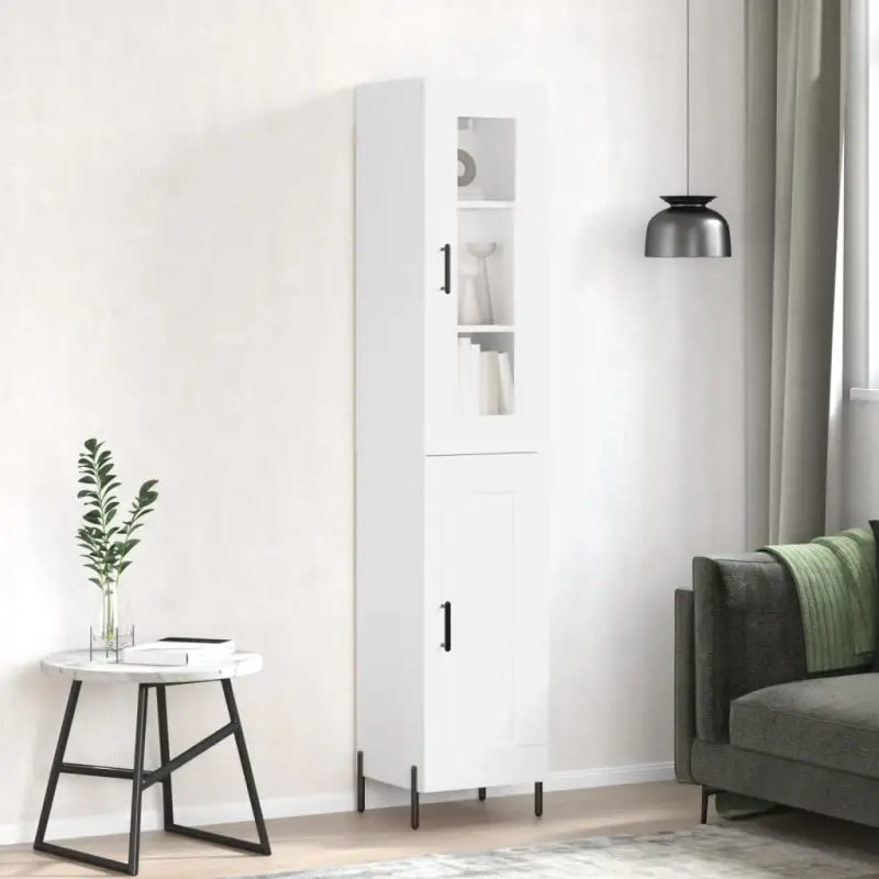 Hoge kast van bewerkt hout met duurzame en stabiele afwerking - Wit / 1 / 1 houten deur - Dressoirs & buffetkasten