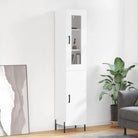 Hoge kast van bewerkt hout met duurzame en stabiele afwerking - Wit / 1 / 1 deur - Dressoirs & buffetkasten