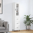 Hoge kast van bewerkt hout met duurzame en stabiele afwerking - Wit / 1 / 3 lades - Dressoirs & buffetkasten