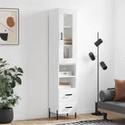 Hoge kast van bewerkt hout met duurzame en stabiele afwerking - Wit / 1 / 2 lades 2 schappen - Dressoirs & buffetkasten