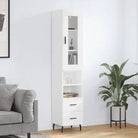 Hoge kast van bewerkt hout met duurzame en stabiele afwerking - Wit / 1 / 2 lades 2 schappen - Dressoirs & buffetkasten