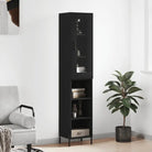 Hoge kast van bewerkt hout met duurzame en stabiele afwerking - Zwart / 1 / 3 schappen - Dressoirs & buffetkasten